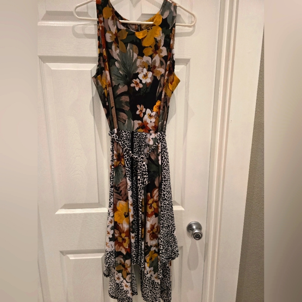 Fun fall dress - floral leopard - lightweight flirty
